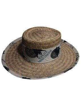 Medium Straw Boater Mens Vintage Schlitz Malt Liquor Hat With Printed Band